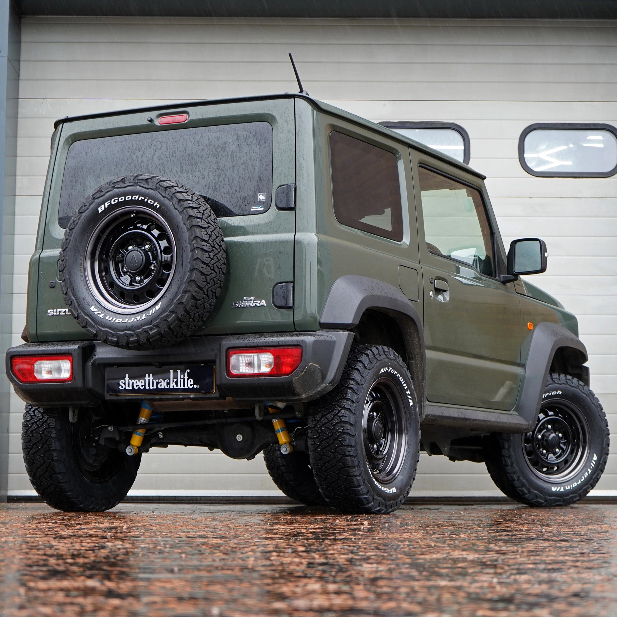Jungle Green Suzuki Jimny with APIO wheels and jimnystyle explore suspension kit +20MM suspension lift Jimny fitting service